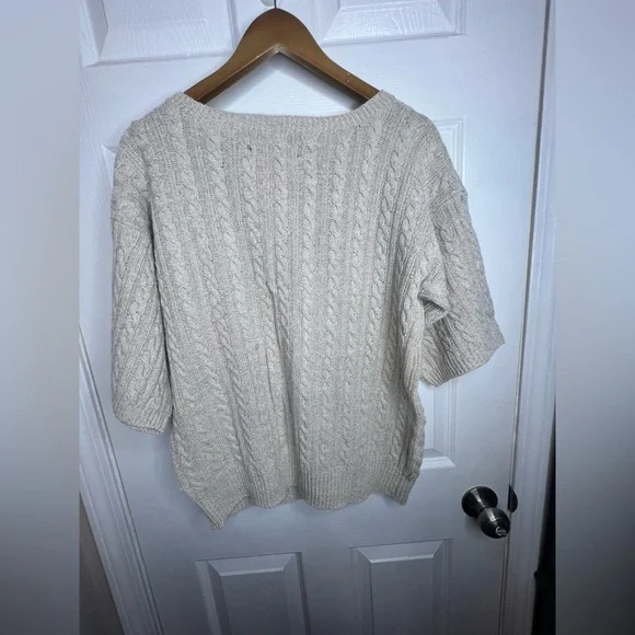 Ralph Lauren Women’s Medium Beige Linen Cotton Knit Short Sleeve Sweater Top M - Picture 6 of 11